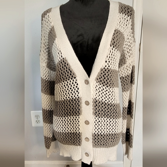 POL Button-down Women's Striped Knit Cardigan. Sz S. NWOT - Picture 1 of 4
